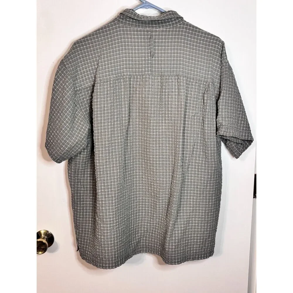 The North Face Green Khaki Plaid Short Sleeve Shirt Men’s XL Hiking Outdoor